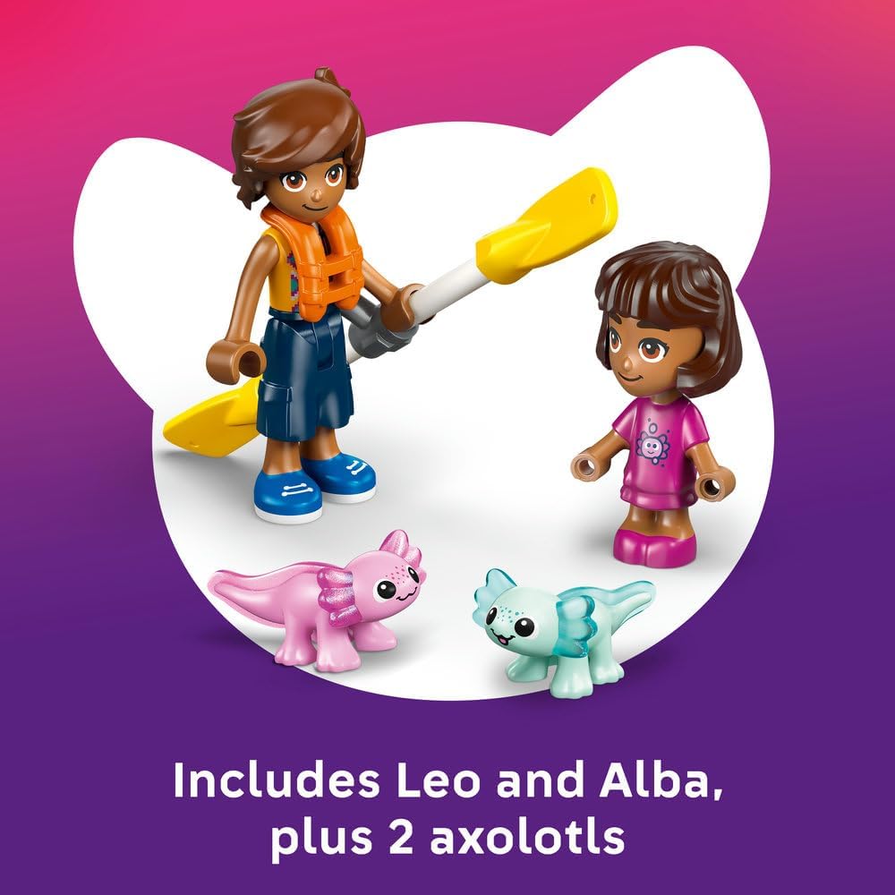 LEGO Friends Axolotl Adventure Boat Toy - incl. 2 Mini Dolls, 2 Cute Animal Figures, Plants, Flowers & Accessories - Birthday Gift for 5+ Year Old Girls - 42681