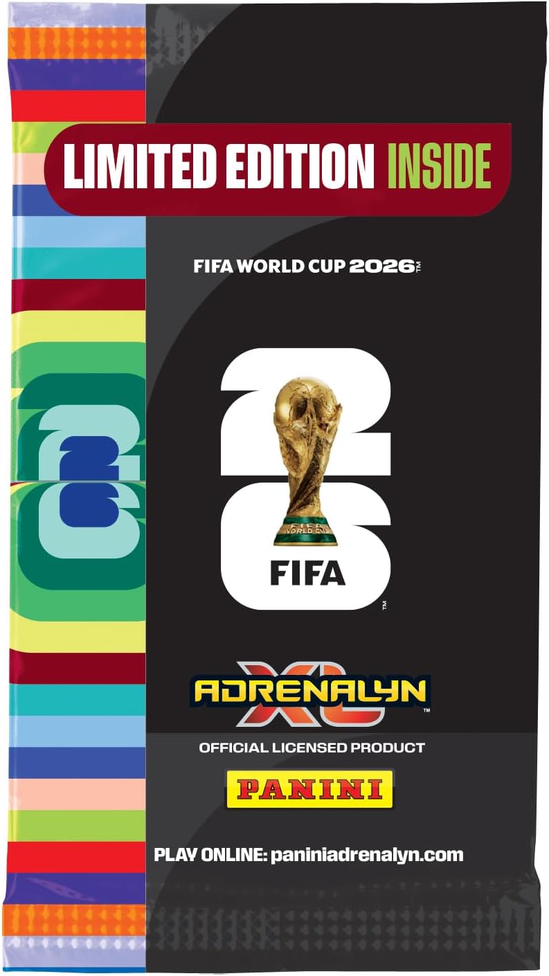 Panini FIFA World Cup 2026 Adrenalyn XL Classic Tin Trading Cards, 8 Packs with Limited Edition Cards and Golden Baller, Official Football Collectible Card Game Set for Kids and Collectors Age 6+