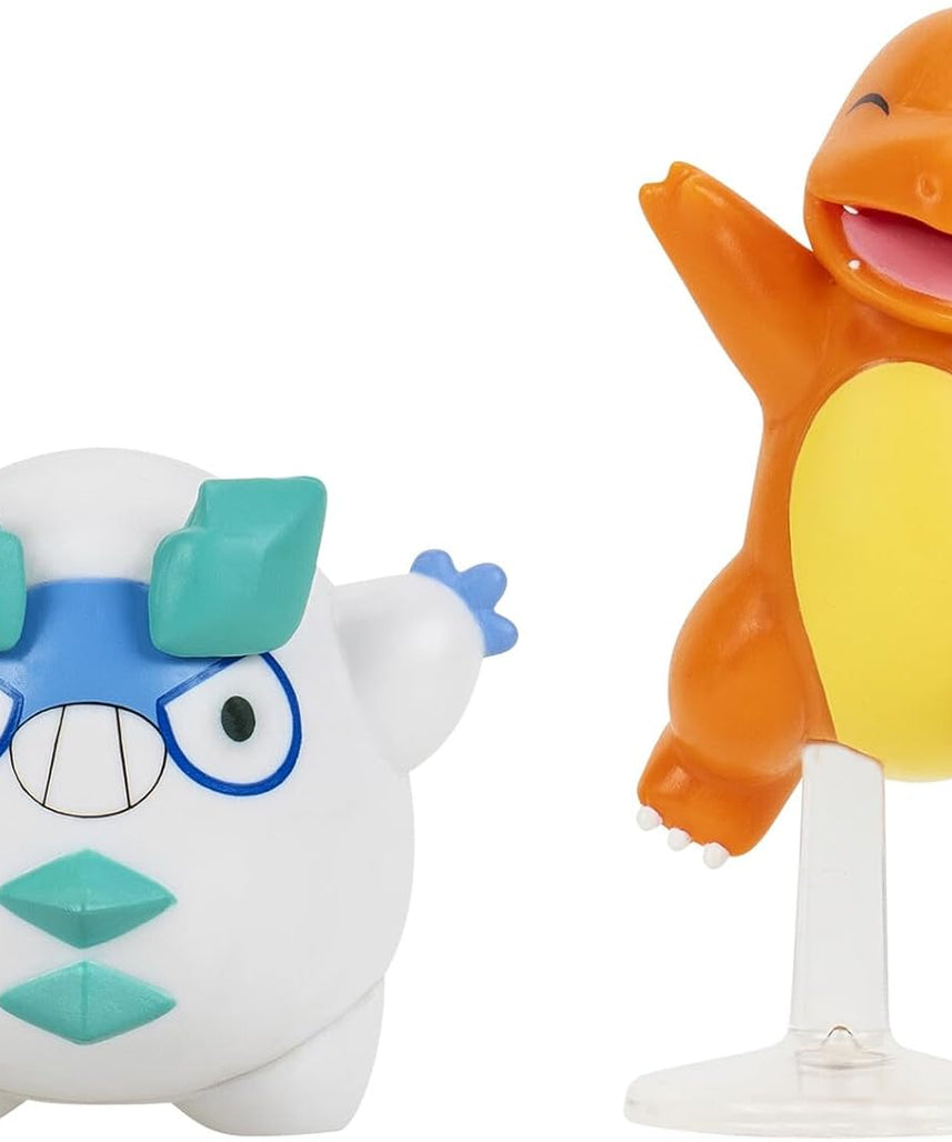 Pokemon Battle Figure Galarian Darumaka & Charmander, Official Detailed Action Figures, Play Figurines for Kids, Toy Gift