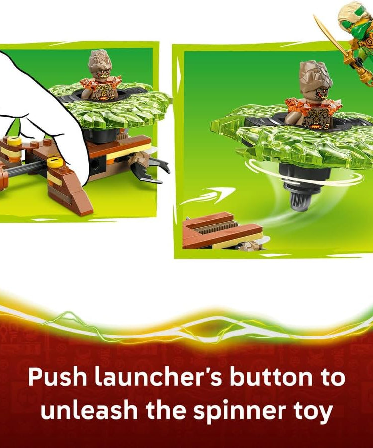 LEGO NINJAGO Lloyd vs. Earth Monster Spinner - Ninja Spinning Toy w/a Launcher, Battling Tops & 2 Minifigures - Birthday Gift for 6+ Year Old Boys & Fans - 71850