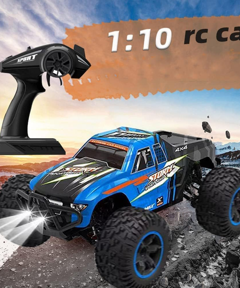 Crazon 2.4GHz RC High Speed Off Road Truck 1:10 Scale 4WD Remote Control Car RTR, 55kmh Fast Racing Monster Truck with LED Lights, Assorted Color, Ages 14+