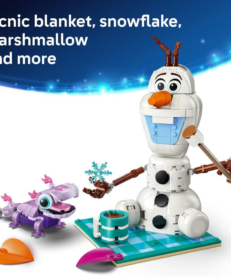 LEGO | Disney Frozen Olaf and Bruni's Picnic Fun Toy - Snowman Figure w/a Picnic Blanket & Accessories - DIY Bedroom Decor - Gift for 7+ Year Old Girls & Fans - 43287