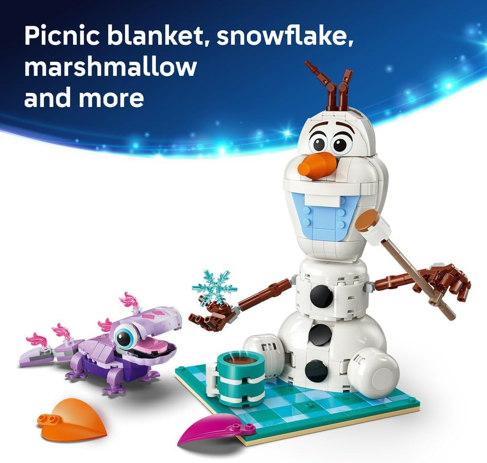 LEGO | Disney Frozen Olaf and Bruni's Picnic Fun Toy - Snowman Figure w/a Picnic Blanket & Accessories - DIY Bedroom Decor - Gift for 7+ Year Old Girls & Fans - 43287
