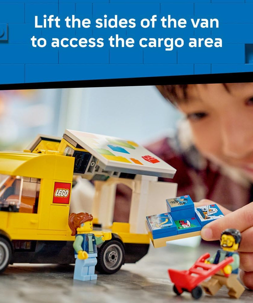 LEGO City The LEGO Van Toy - Delivery Truck Model Building Kit w/ 2 Minifigures, Trolley & Accessories - Birthday Gift Idea for 6+ Year Old Boys - 60500