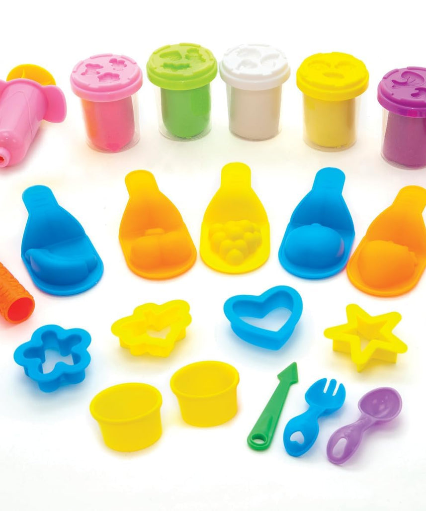 Simba A&F Dough Set Fruit Bucket, 16-Piece Modeling Playset for Creative Play, Safe Soft Dough with Fruit Shapes, Art and Fun Activity Set for Kids 3+