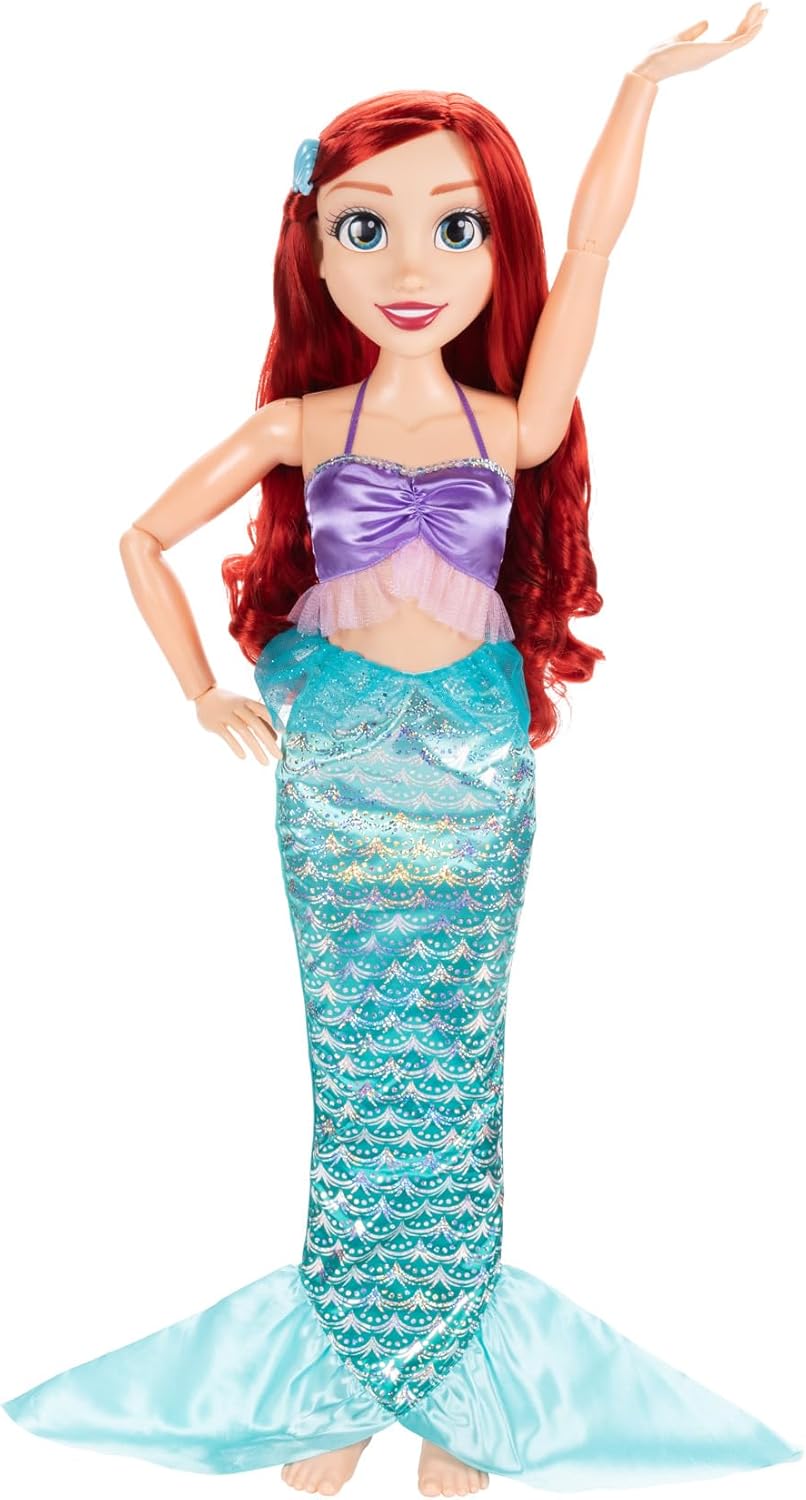 Disney Princess Playdate Ariel Doll 32 Inch, Large Ariel Doll with Accessories, The Little Mermaid Big Size Princess Figure, Poseable Doll for Imaginative Role Play, Kids Toys 3 Years+