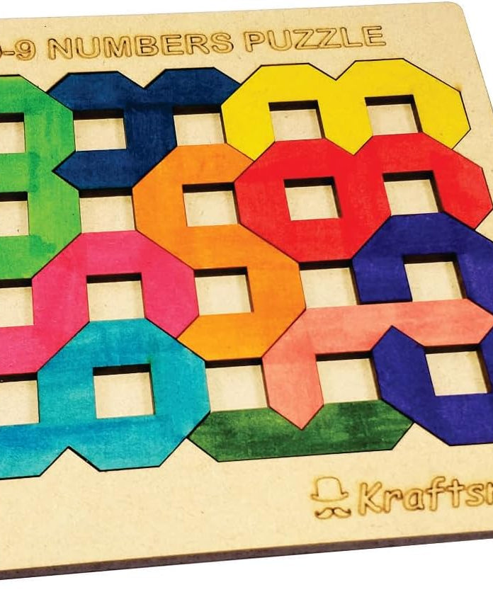 Kraftsman Color Your Own Numbers Puzzle 0–9, DIY Wooden Coloring Puzzle Kit for Kids, Learn Numbers, Creative Art & Learning Toy, Age 4+