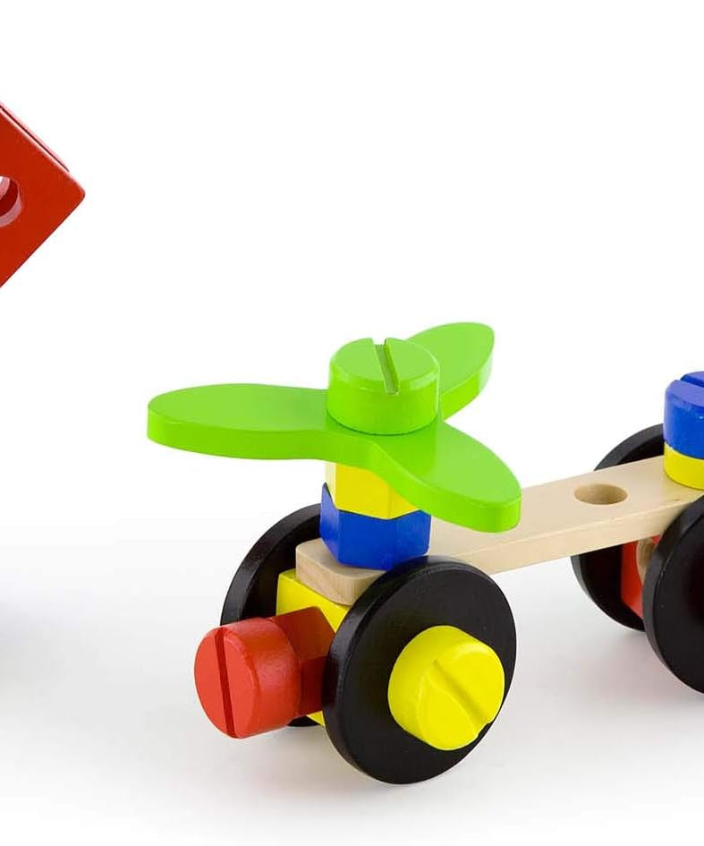 Viga Construction Block Set 68pcs, Wooden Building Blocks for Boys and Girls 3+, Creative Toy for Imaginative Play, Non-Toxic, Stacking and Construction Set