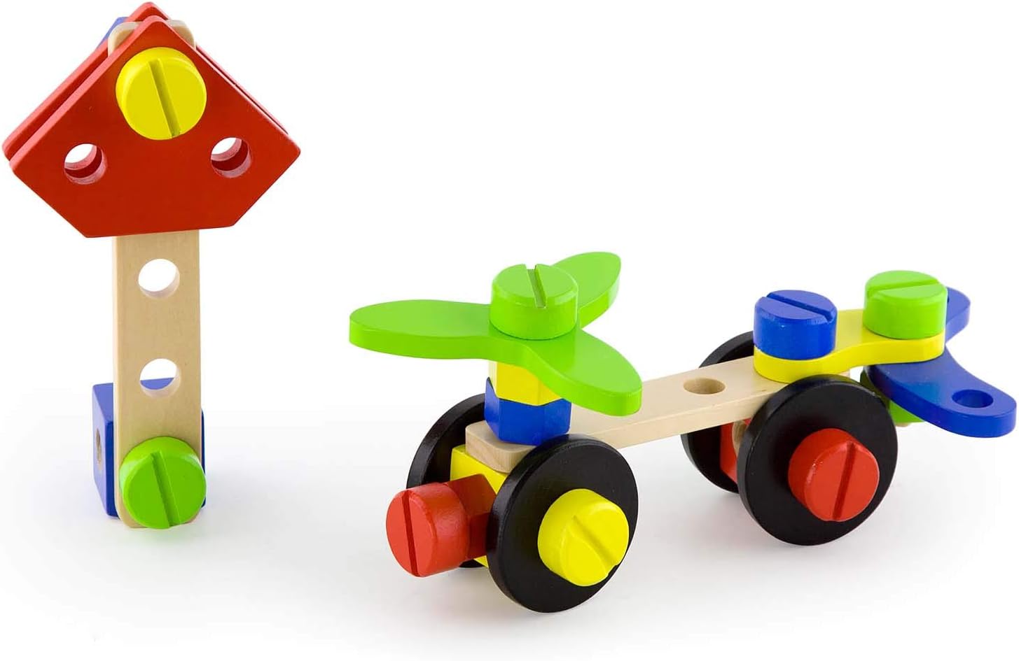 Viga Construction Block Set 68pcs, Wooden Building Blocks for Boys and Girls 3+, Creative Toy for Imaginative Play, Non-Toxic, Stacking and Construction Set