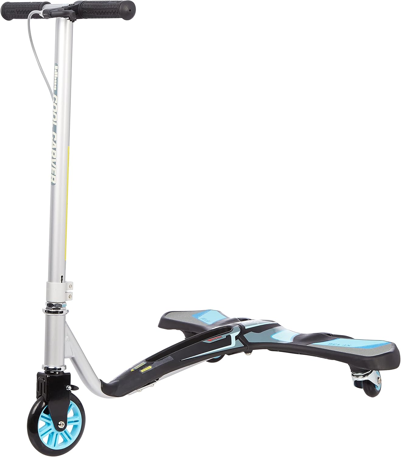 سكوتر JD Bug Cool Carver ثلاثي العجلات أزرق، هيكل معدني قابل للطي، عجلة أمامية من البولي يوريثان مقاس 5 بوصات، عجلات خلفية دوارة مقاس 3 بوصات، سعة تحميل 65 كجم، مناسب للأعمار من 5 سنوات فما فوق، سكوتر للأطفال