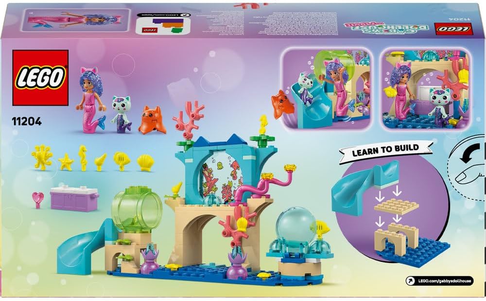 LEGO Gabby's Dollhouse Mermaid Gabby's Aquarium Adventure Toy with Gabby Mini Doll MerCat Figure and Accessories Gift for 4+ Year Old Girls and Movie Fans 11204
