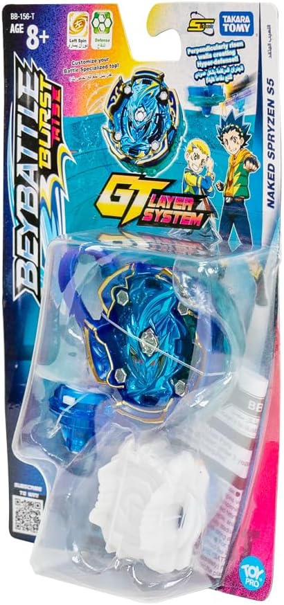Takara Tomy Beyblade Burst S4 Naked Spryzen S5 Starter Set Left-Spin Defense Top with Launcher and Ripcord for Kids and Collectors Ages 8 and Up