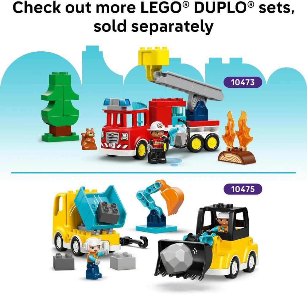 LEGO DUPLO Blue Police Motorcycle - Educational Motor Skills Toy for Toddlers - incl. a Motorbike, Officer Figure, Traffic Lights - Birthday Gift for 2+ Year Old Boys & Girls - 10471