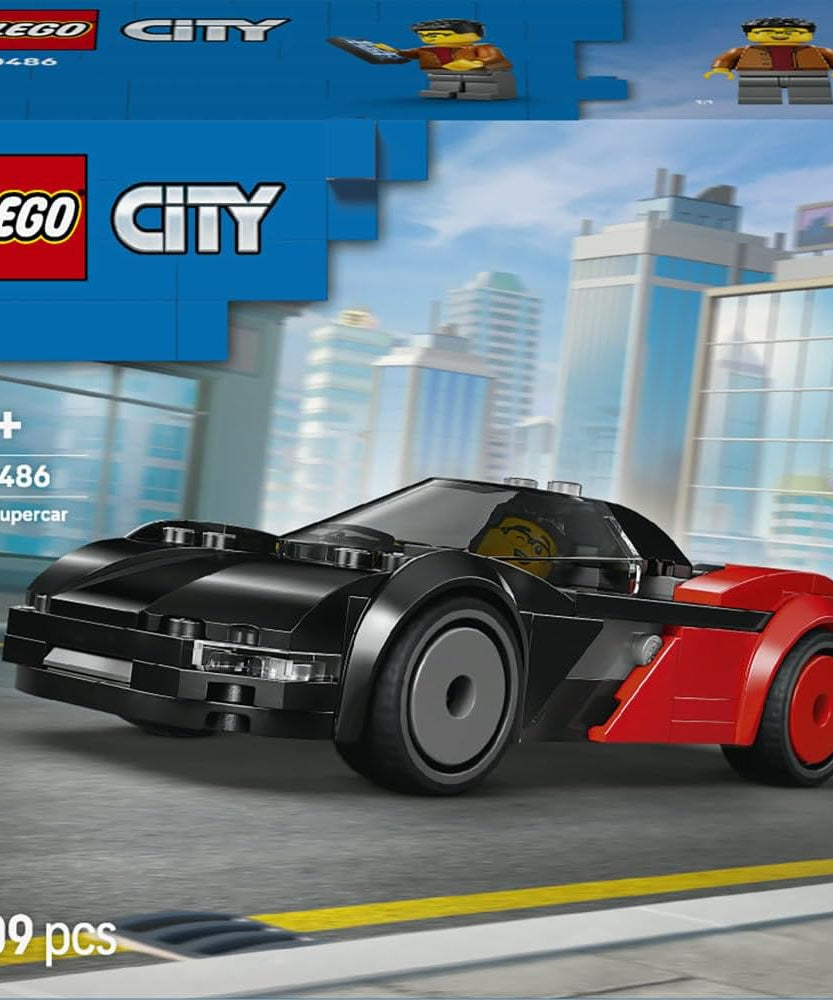 LEGO City EV Supercar Toy - Race Car Model Kit w/a Driver Minifigure - Fine Motor Skills Building Set - Small Birthday Gift Idea for 5+ Year Old Boys - 60486