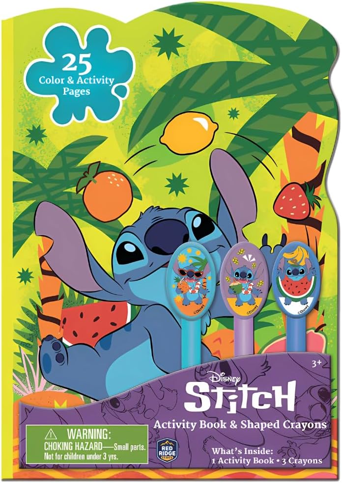 Skoodle Stitch Disney Activity Book with Shaped Crayons for Kids, Multicolor