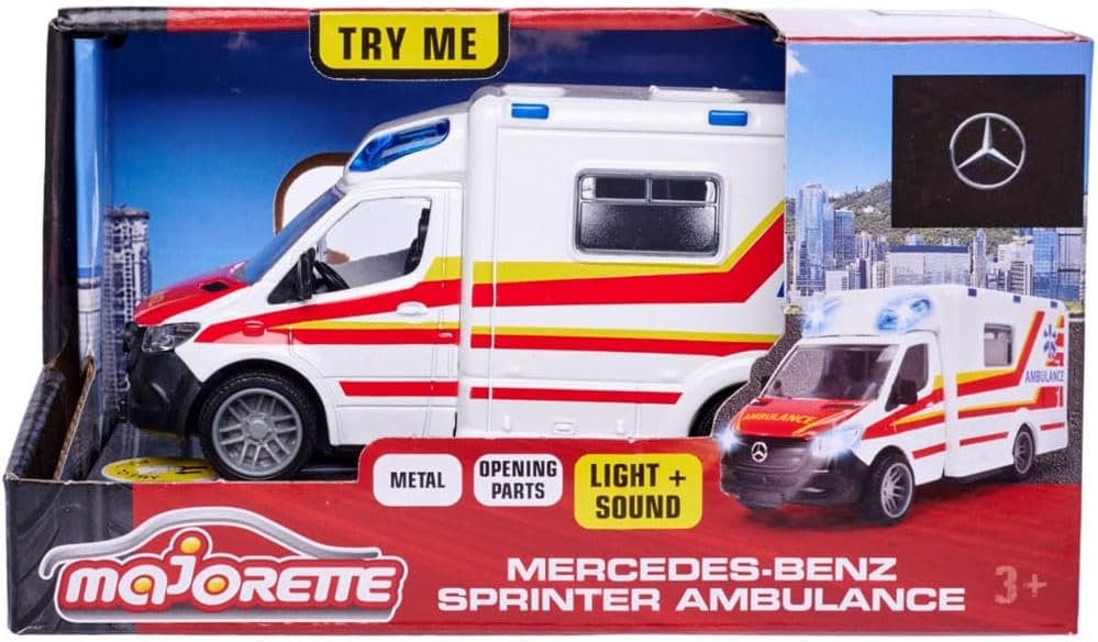 Majorette Grand Series City Mercedes-Benz Sprinter Ambulance Die-Cast, Realistic Emergency Vehicle, One Size