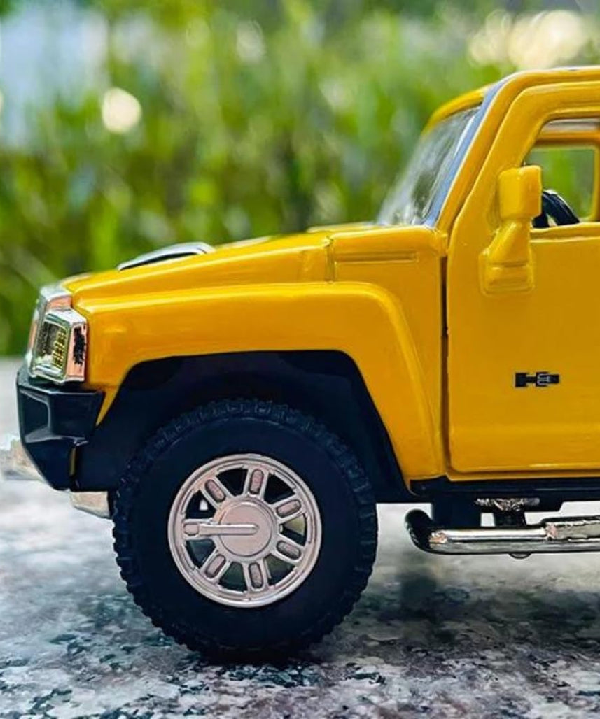 D-power Hummer H3 Die-Cast Model Car – 1:32 Scale, Yellow, Pull-Back SUV Toy, Ages 3+