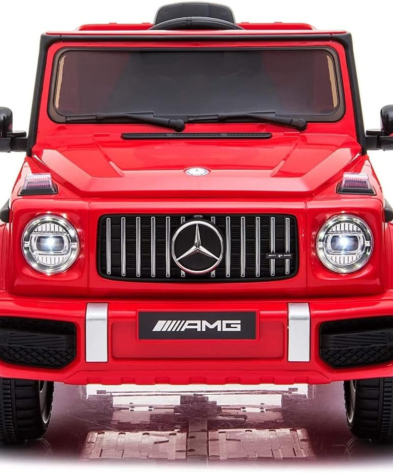 Licensed Mercedes-Benz AMG G63 Ride-On Car for Kids, 3+ Years, 12V Battery Powered Electric SUV with Remote Control, LED Lights, USB Music Player, Realistic Design – Black, White, Red, Blue