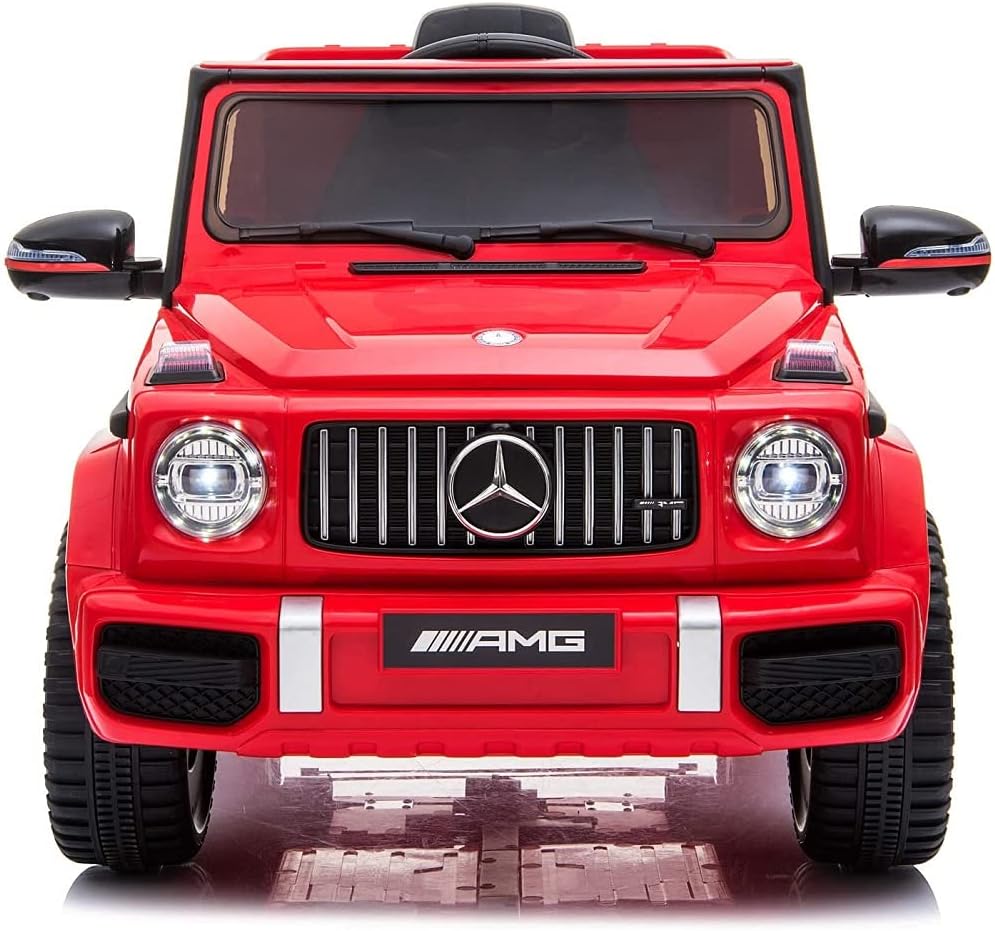 Licensed Mercedes-Benz AMG G63 Ride-On Car for Kids, 3+ Years, 12V Battery Powered Electric SUV with Remote Control, LED Lights, USB Music Player, Realistic Design – Black, White, Red, Blue