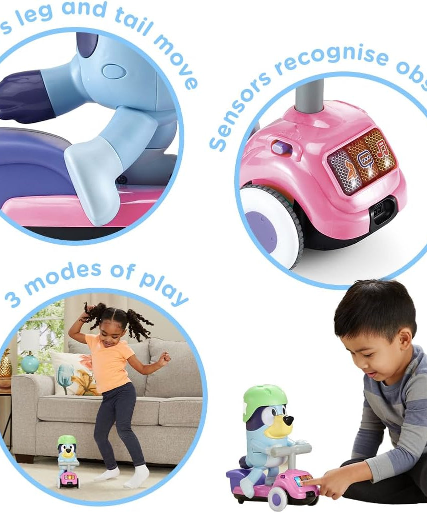 VTech Bluey Scooter Time Bluey, Interactive Toddler Toy with Music, Sounds and Phrases from the TV Show, Educational Play, Motor Skill Development, Dance and Copycat Games, Ideal Gift for Kids Ages 3-5 Plus, Blue