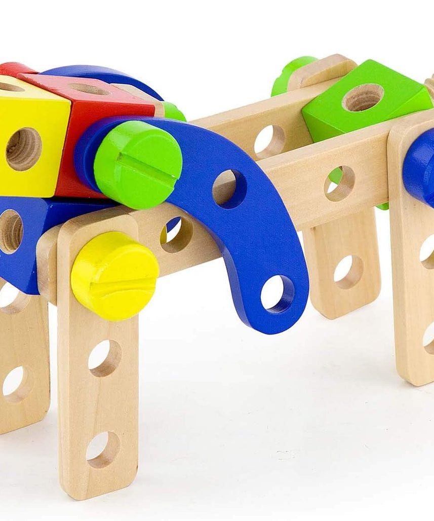 Viga Construction Block Set 68pcs, Wooden Building Blocks for Boys and Girls 3+, Creative Toy for Imaginative Play, Non-Toxic, Stacking and Construction Set