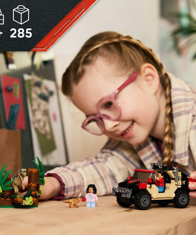 LEGO Jurassic World Raptor Off-Road Escape Dinosaur Toy incl 2 Dino Figures Off-Road Car Toy 2 Minifigures Gift for 6+ Year Old Boys Girls Rebirth Movie Fans 76972