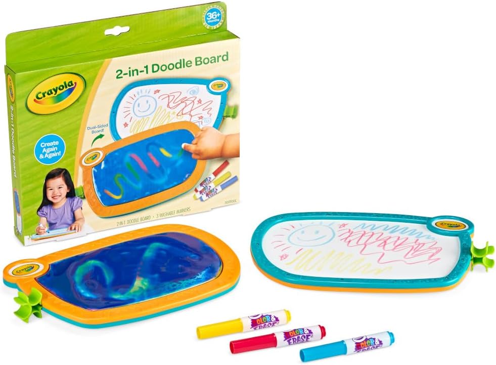 Crayola 2-in-1 Doodle Board, Toddler Drawing Board, Kids Drawing Tablet, Travel Activity, Toddler Toy, Gift for Toddler, 3+