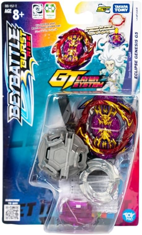 Beybattle Burst Eclipse Genesis G5 Defense Type Beyblade, Infinite Lock System Spinning Top, Right Spin Battle Toy with Launcher, Competitive Strategy Play, 8+ Years