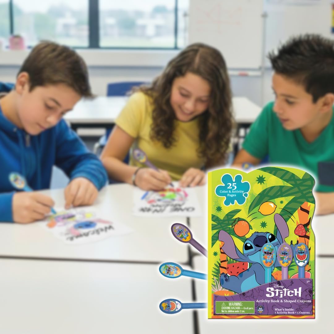 Skoodle Stitch Disney Activity Book with Shaped Crayons for Kids, Multicolor