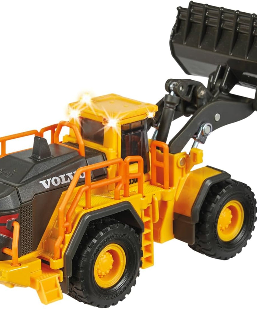 Majorette Grand Series Construction Volvo Wheel Loader L350H Die-Cast – Realistic Sound & Light Features, Movable Shovel, Sturdy Metal Design, One Size, Kids 3+