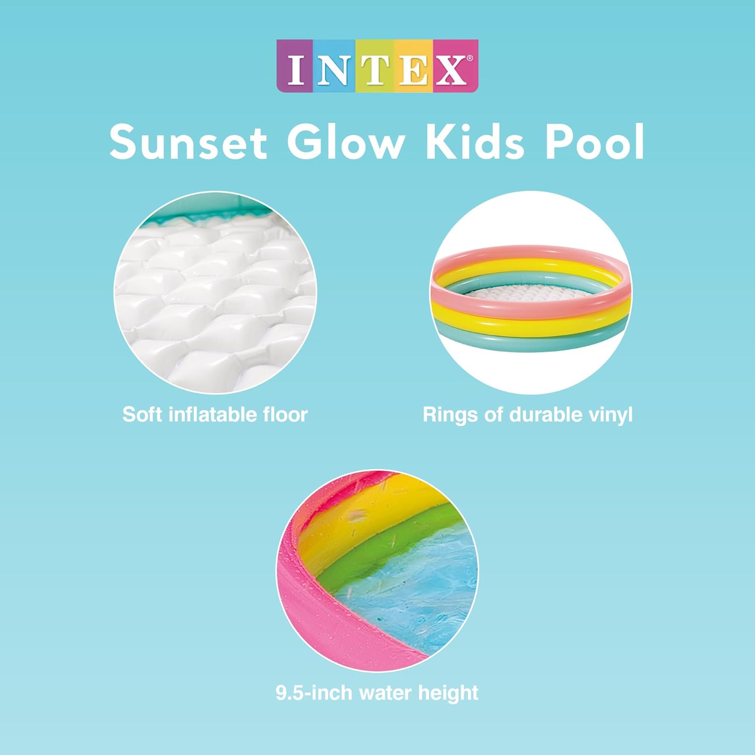 Intex Sunset Glow Inflatable Pool, 58 x 13 Inches, Tri Colour, 57422EP, 147 x 33 cm