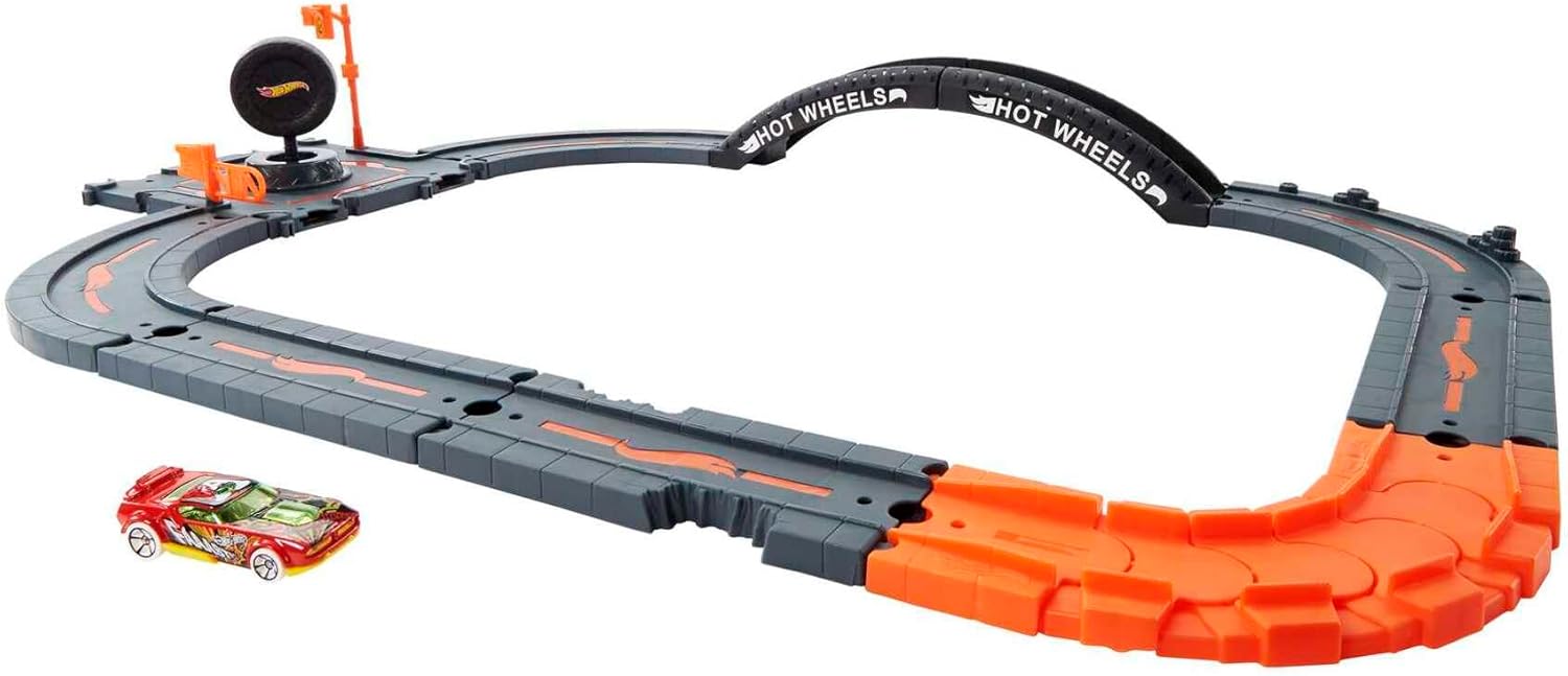 Hot Wheels City Track Pack, 10-Piece Set with 1 Die-Cast Car, Build, Race and Customize Your Hot Wheels World, Gift for Kids 4+