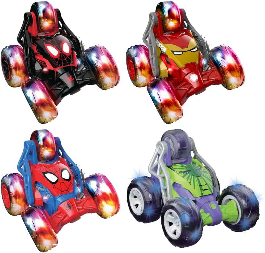 Marvel Spider-Man Remote Control Storm Spinner, 5-Wheel RC Stunt Car with 360 Degree Rotation, 2.4GHz Full Function Toy for Children, High-Action Stunts, Age 3+