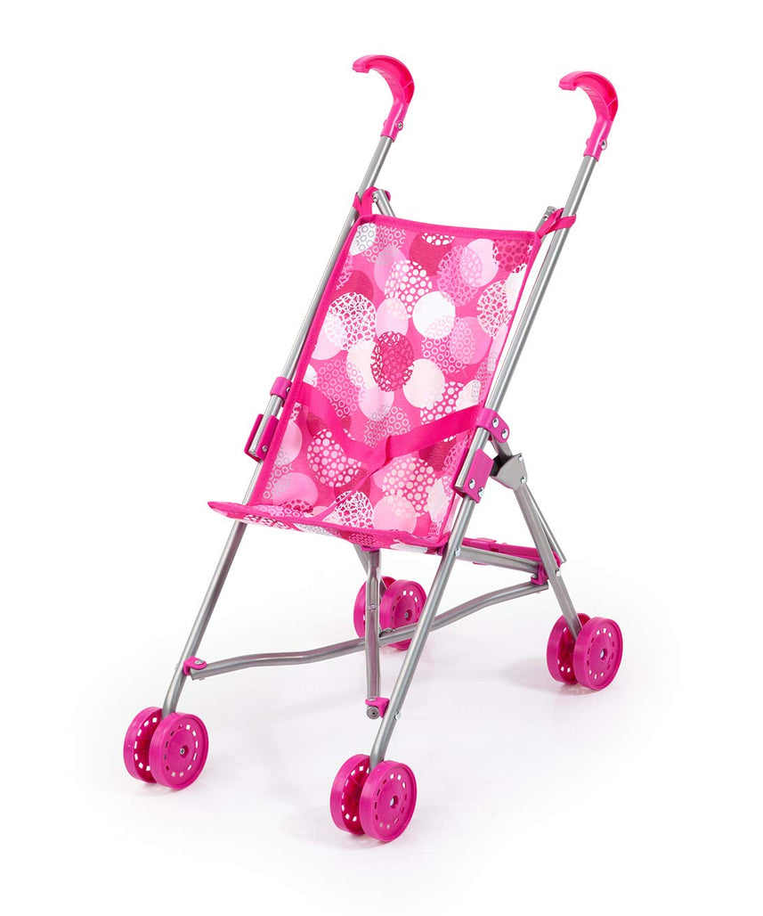 Bayer Dolls Buggy Pink for 46cm Dolls, Foldable Pushchair Stroller with Double Wheels and Safety Belt, 3Y+ Years