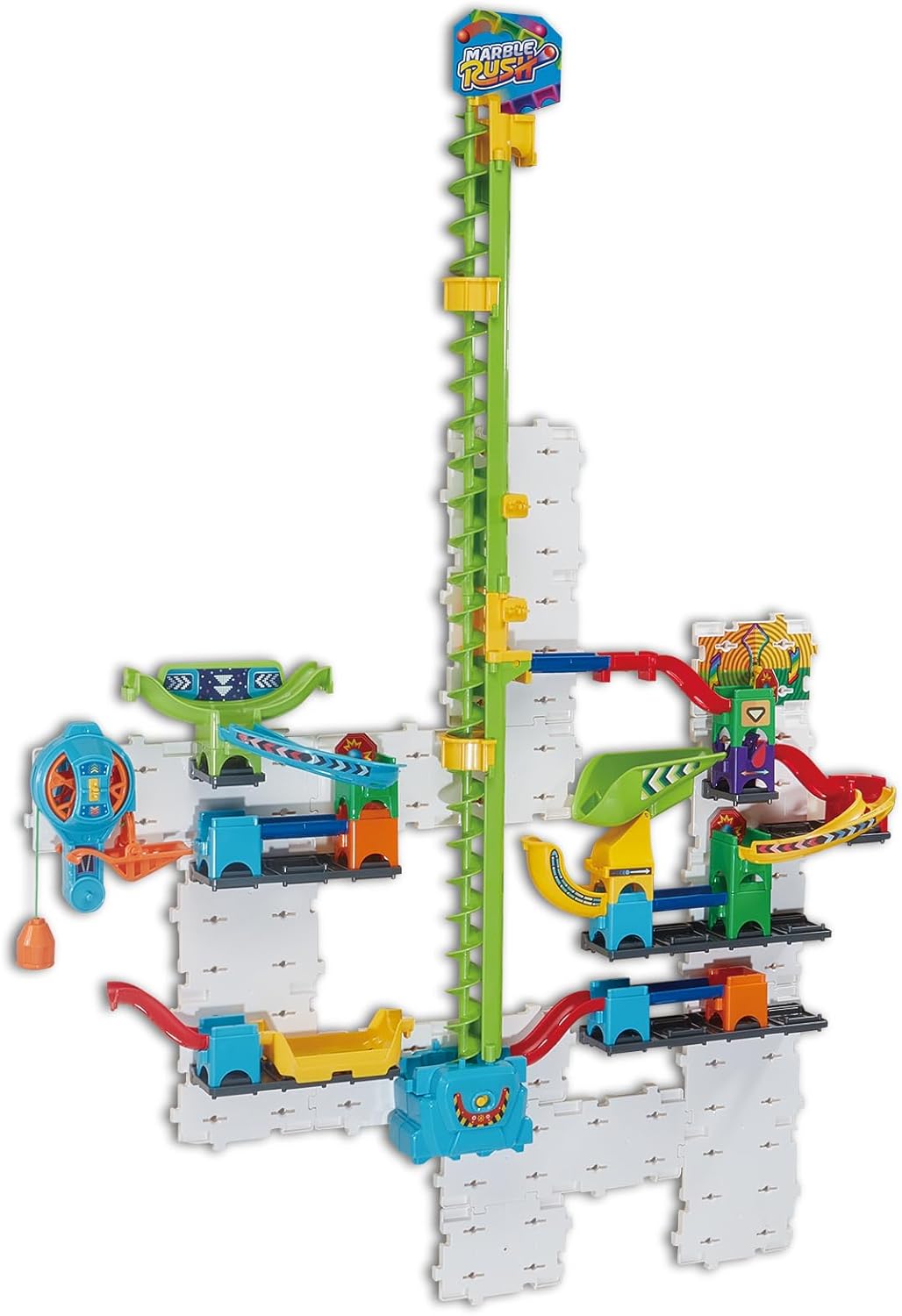 VTech Marble Rush Free Fall Vertical Set, Construction Set for Kids, 93 Building Pieces & 10 Marbles, Interactive Building Toy, Suitable for Ages 6, 7, 8+ Years, English Version
