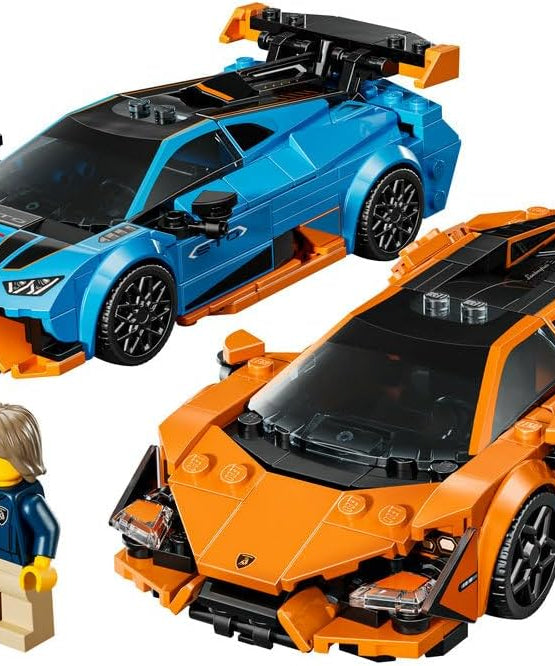 LEGO Speed Champions Lamborghini Revuelto & Huracán STO - Toy Race Cars Model Kit incl. 2 Driver Minifigures - Ramadan Gift for 10+ Year Old Boys - 77238