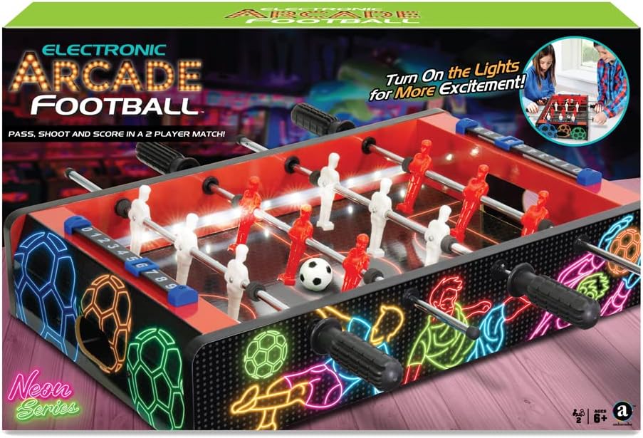 Ambassador Merchant Electronic Arcade Football/Foosball, Black, Wood Material, 3D Players, Smooth Fast Action Surface, Grip Feet, Kids 6-12 Years+  Research the best football tables Spend a few minutes for better results