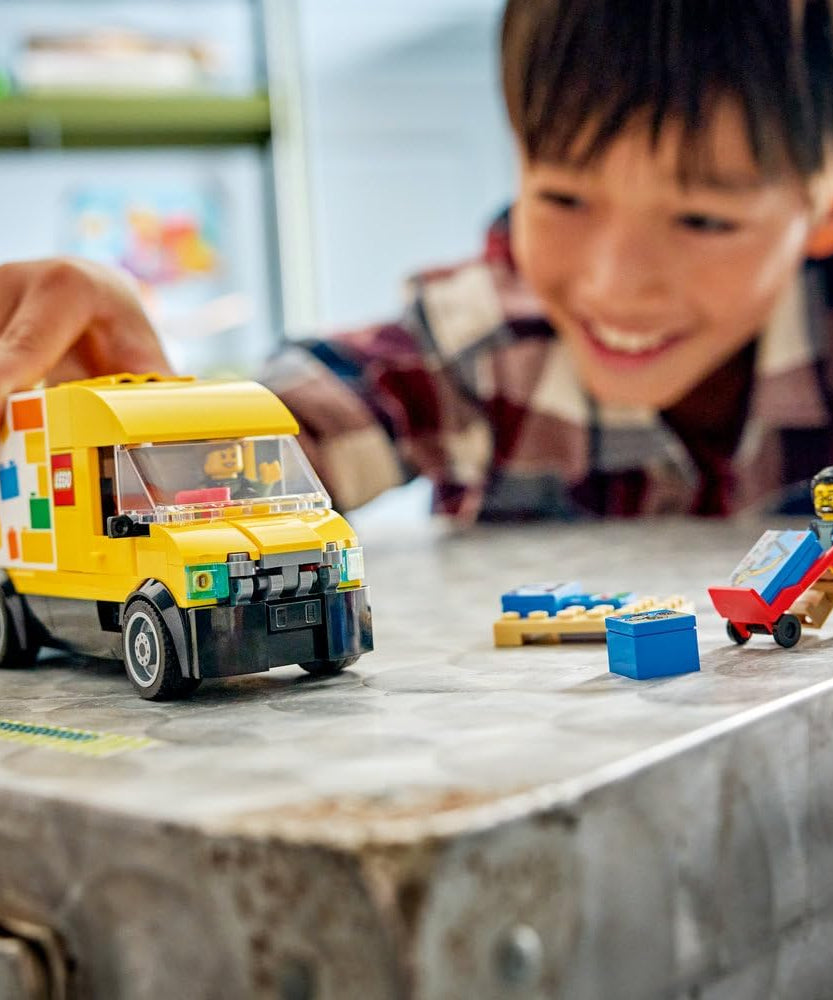 LEGO City The LEGO Van Toy - Delivery Truck Model Building Kit w/ 2 Minifigures, Trolley & Accessories - Birthday Gift Idea for 6+ Year Old Boys - 60500