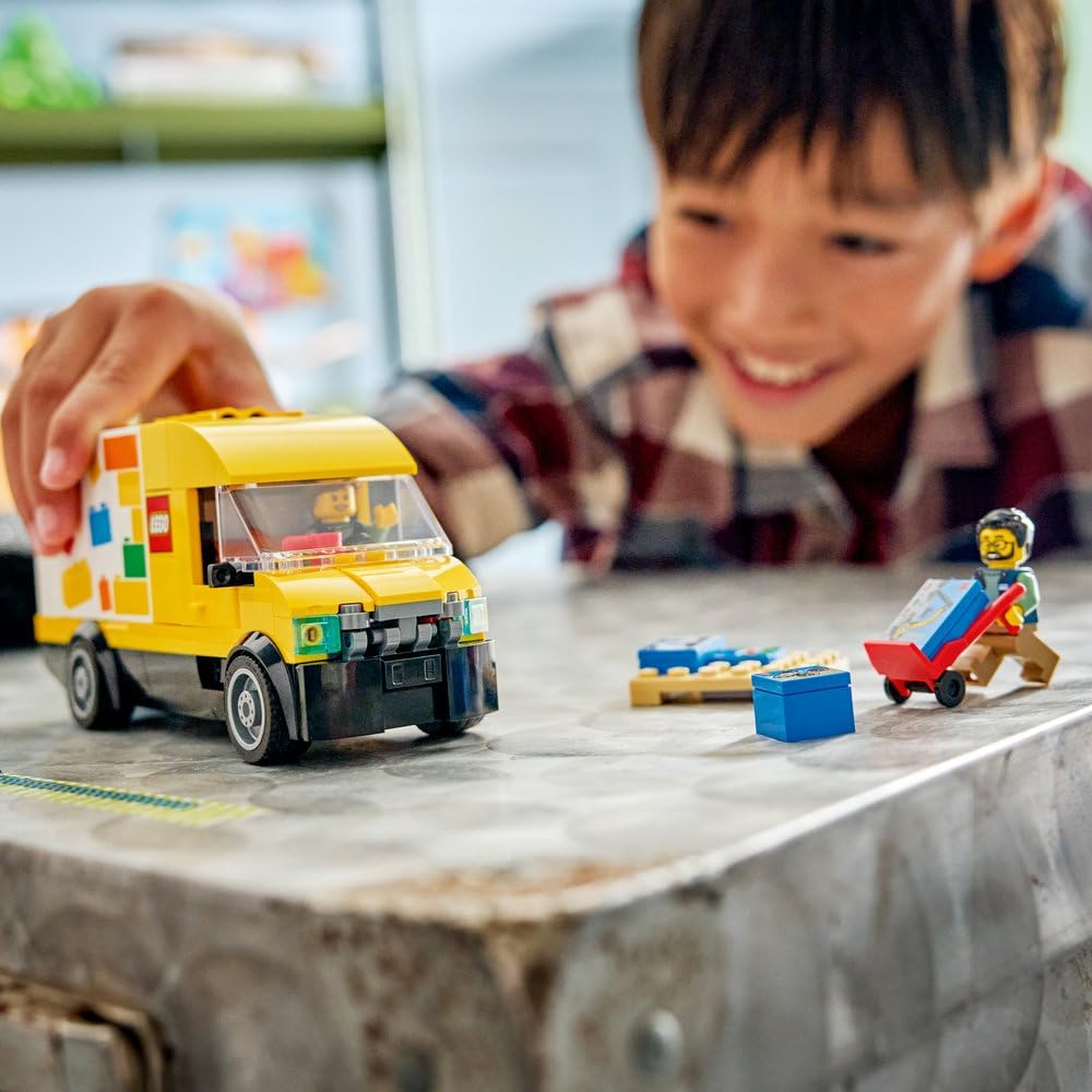 LEGO City The LEGO Van Toy - Delivery Truck Model Building Kit w/ 2 Minifigures, Trolley & Accessories - Birthday Gift Idea for 6+ Year Old Boys - 60500