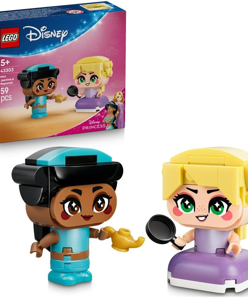 LEGO|Disney Princess Mini Jasmine & Rapunzel Figures - Collectible Toy w/ 2 Mini Dolls & Accessories incl. a Magic Lamp - Small Gift for 5+ Year Old Girls & Fans - 43303
