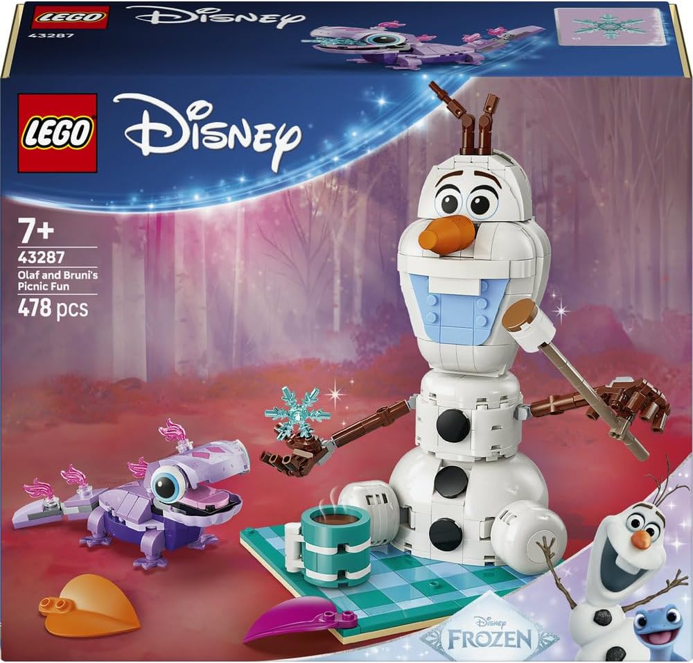 LEGO | Disney Frozen Olaf and Bruni's Picnic Fun Toy - Snowman Figure w/a Picnic Blanket & Accessories - DIY Bedroom Decor - Gift for 7+ Year Old Girls & Fans - 43287