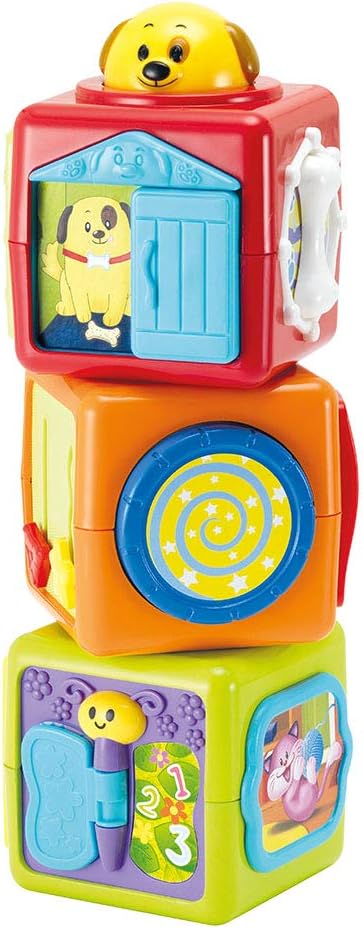 Winfun Stack ‘N Play Activity Blocks, Animal Stacking Sensory Toys for Babies, Motor Skill & Tactile Learning Toy Set, 3 Months+