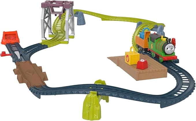 Fisher-Price Thomas & Friends Percy's Package Roundup train track set with motorized engine for preschool kids ages 3 and up