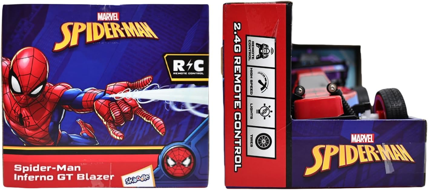 Marvel Spider-Man Inferno GT Blazer RC Car - 2.4 GHz Full Function Remote Control Vehicle with Working Lights - Official Marvel Avengers Toy for Kids - Ages 6+