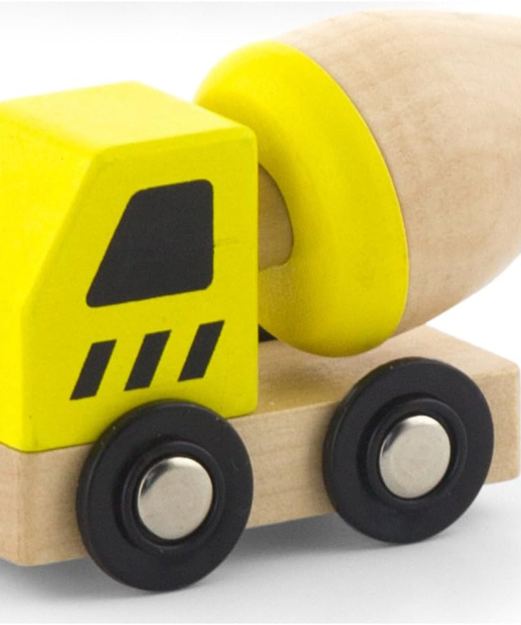 Viga Wooden Construction Vehicles Set, 6-Piece Push Along Play Trucks, Educational Toy, Ages 3+