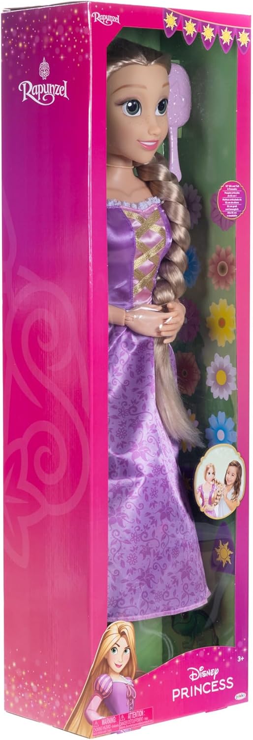 Disney Princess Playdate Rapunzel Doll 32 Inch, Large Tangled Princess Doll with Poseable Features and Styling Hair, Role Play Toy for Kids, Movie-Accurate Disney Character, 3 Years+