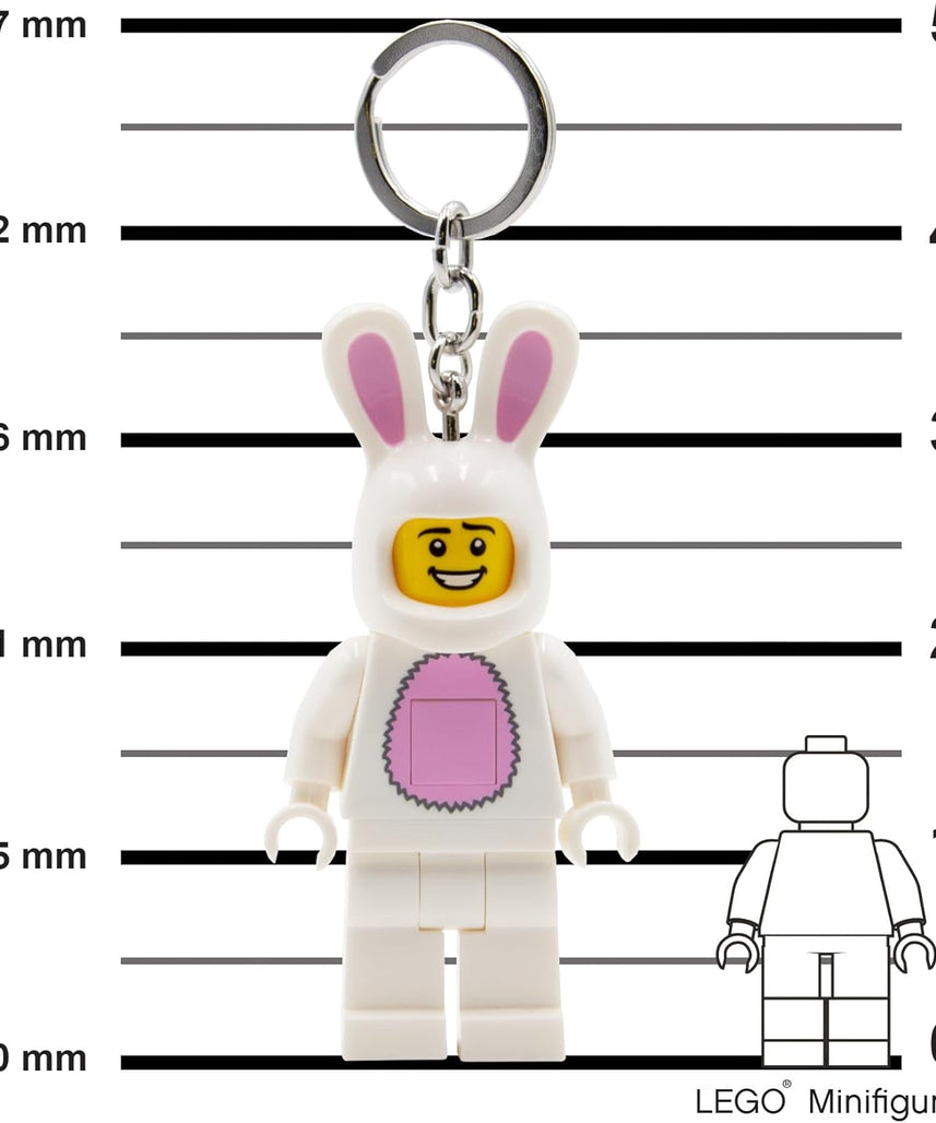 Lego IQ Minifigures Light Easter Bunny Suit Guy Keychain, 7.6 cm Tall
