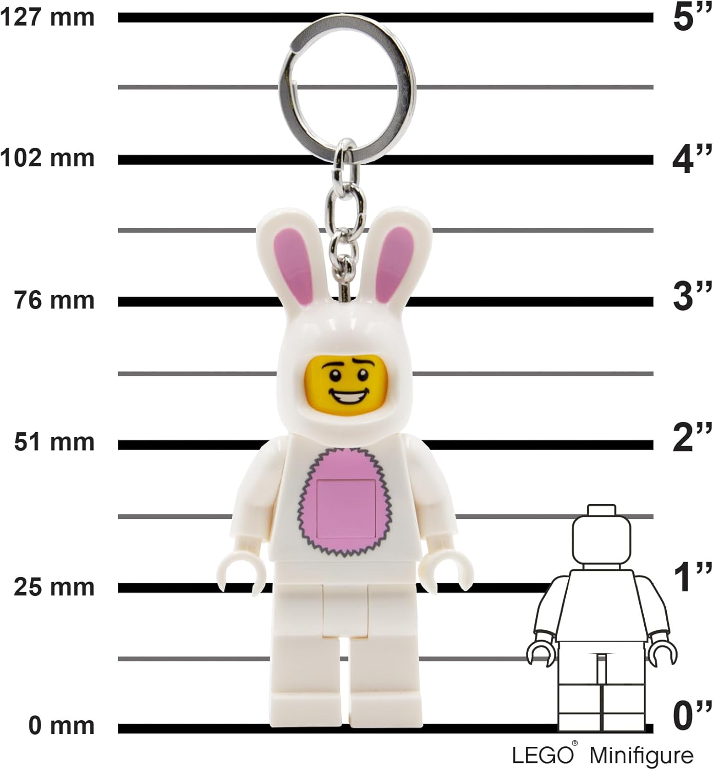 Lego IQ Minifigures Light Easter Bunny Suit Guy Keychain, 7.6 cm Tall