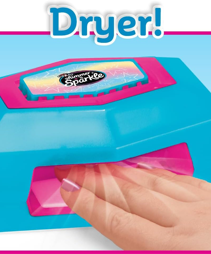Shimmer N Sparkle Salon Style Manicure & Pedicure Kit with Real Nail Dryer, Soak, Polish and Decorate Accessories for Fun At Home Nail Art and Spa Play