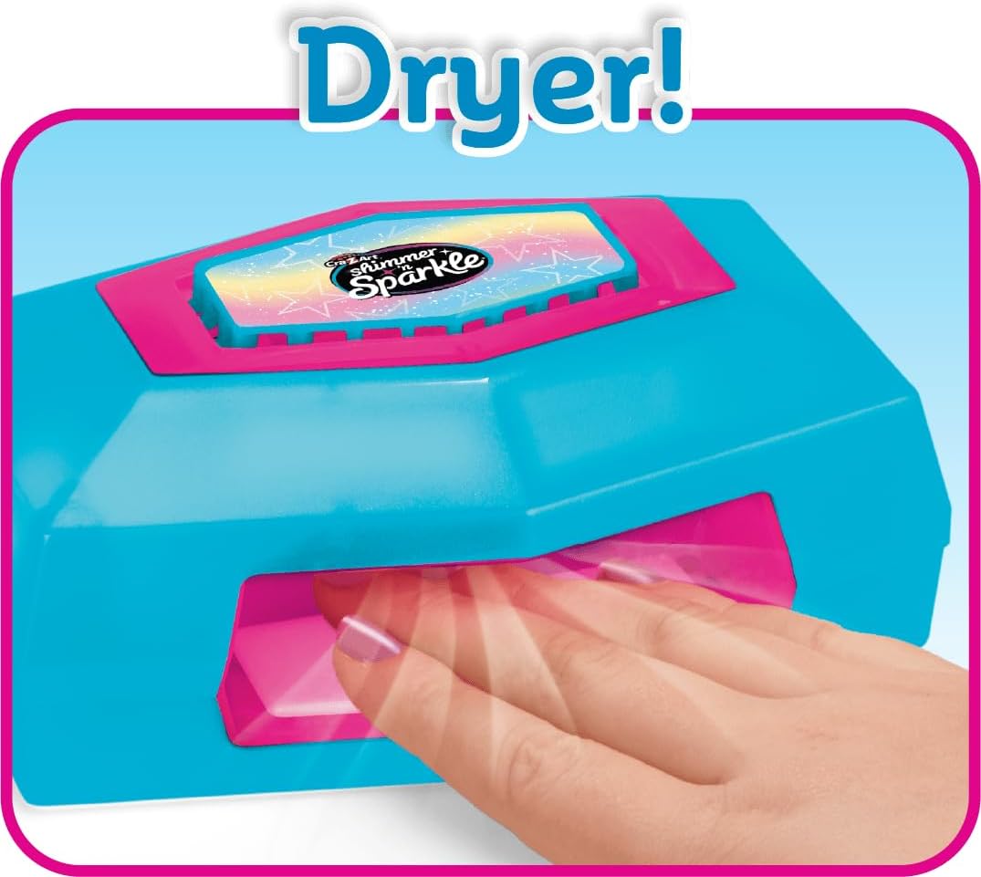 Shimmer N Sparkle Salon Style Manicure & Pedicure Kit with Real Nail Dryer, Soak, Polish and Decorate Accessories for Fun At Home Nail Art and Spa Play